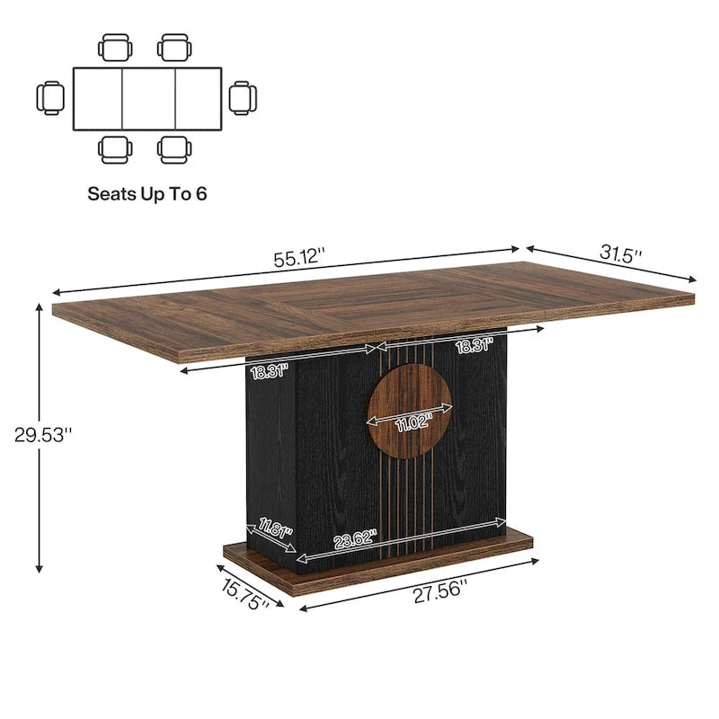 55  Dining Table with Rectangle Wood Top for Kitchen Dining Room