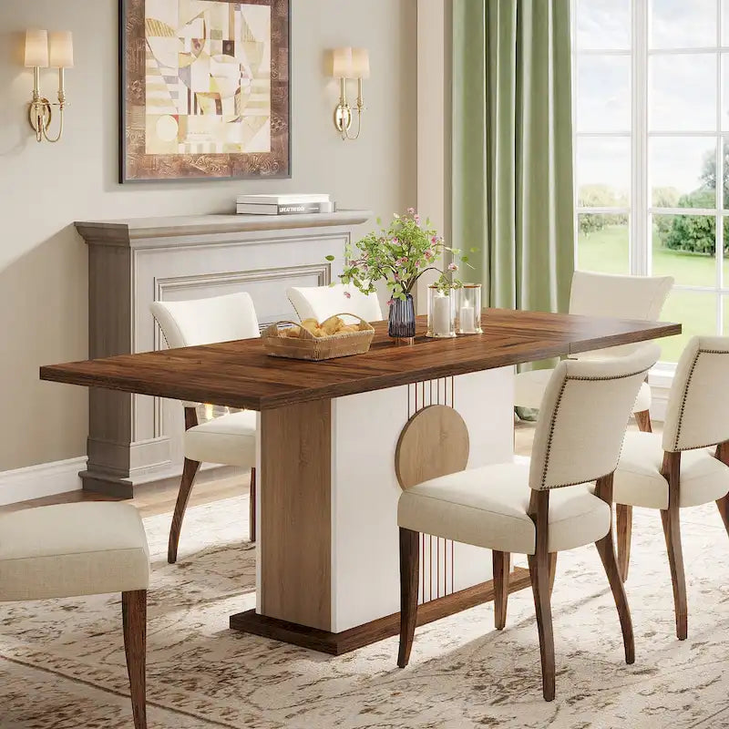 55  Dining Table with Rectangle Wood Top for Kitchen Dining Room