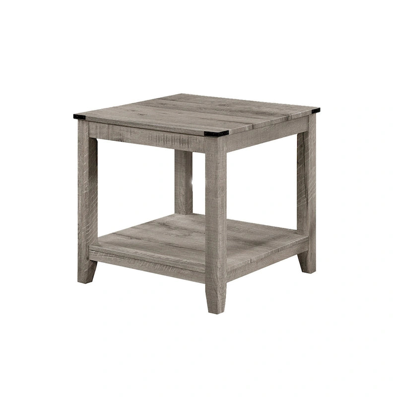 Hilton 3 Piece Coffee and End Table Set, Wood, Storage Shelf, Beige Finish