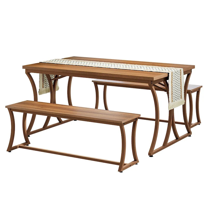 51-inch Rectangle Kitchen Dining Dinner Table with Bench Set for 4-6