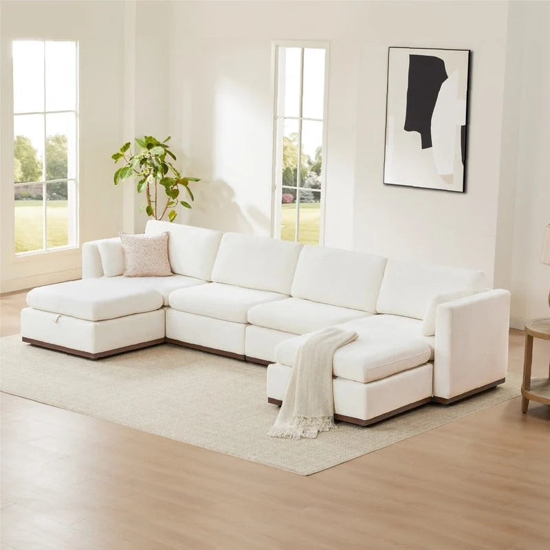 Donna Oversized Modular Sectional Fabric Sofa with Upgraded Wood Base