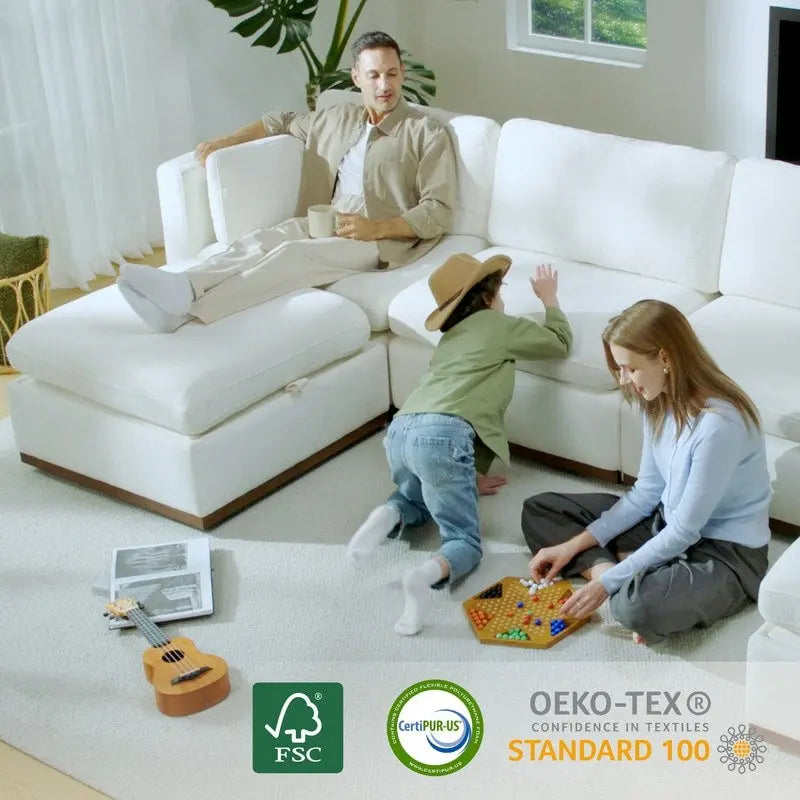 Donna Oversized Modular Sectional Fabric Sofa with Upgraded Wood Base