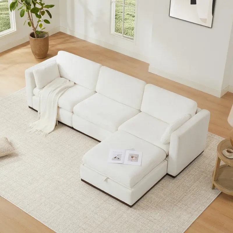 Donna Oversized Modular Sectional Fabric Sofa with Upgraded Wood Base