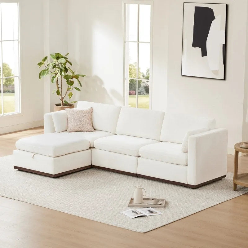 Donna Oversized Modular Sectional Fabric Sofa with Upgraded Wood Base