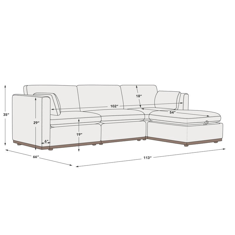 Donna Oversized Modular Sectional Fabric Sofa with Upgraded Wood Base