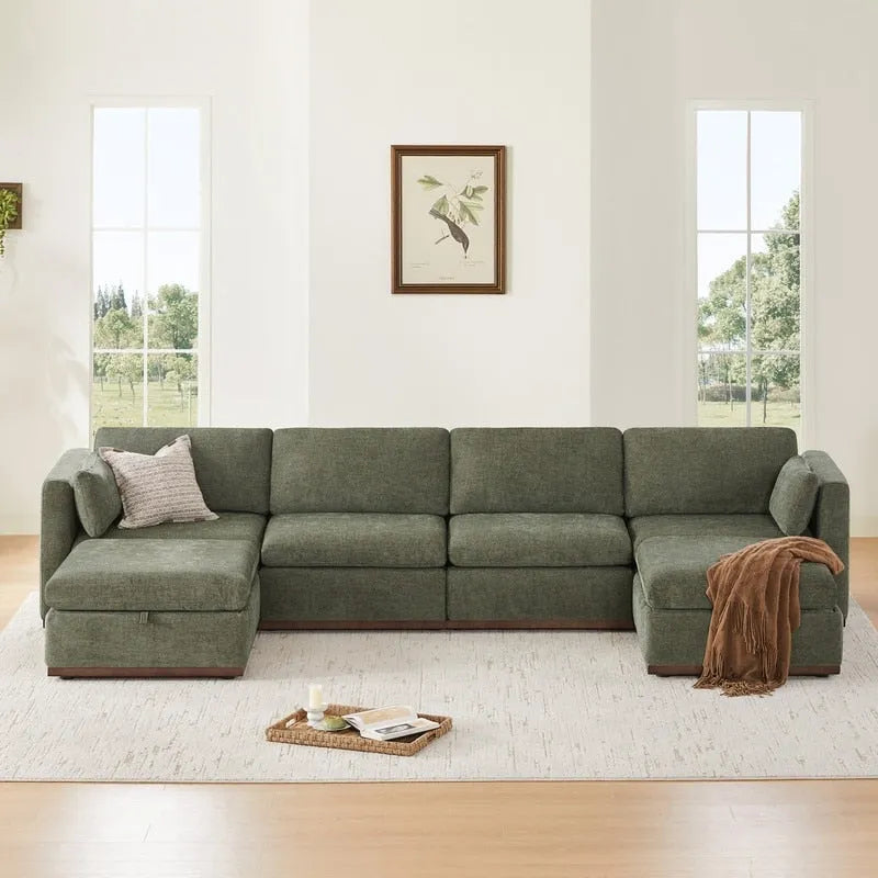 Donna Oversized Modular Sectional Fabric Sofa with Upgraded Wood Base