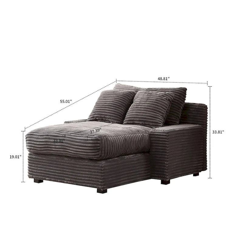 Modern Stylish Corduroy Fabric Upholstered Chaise Lounge Chair