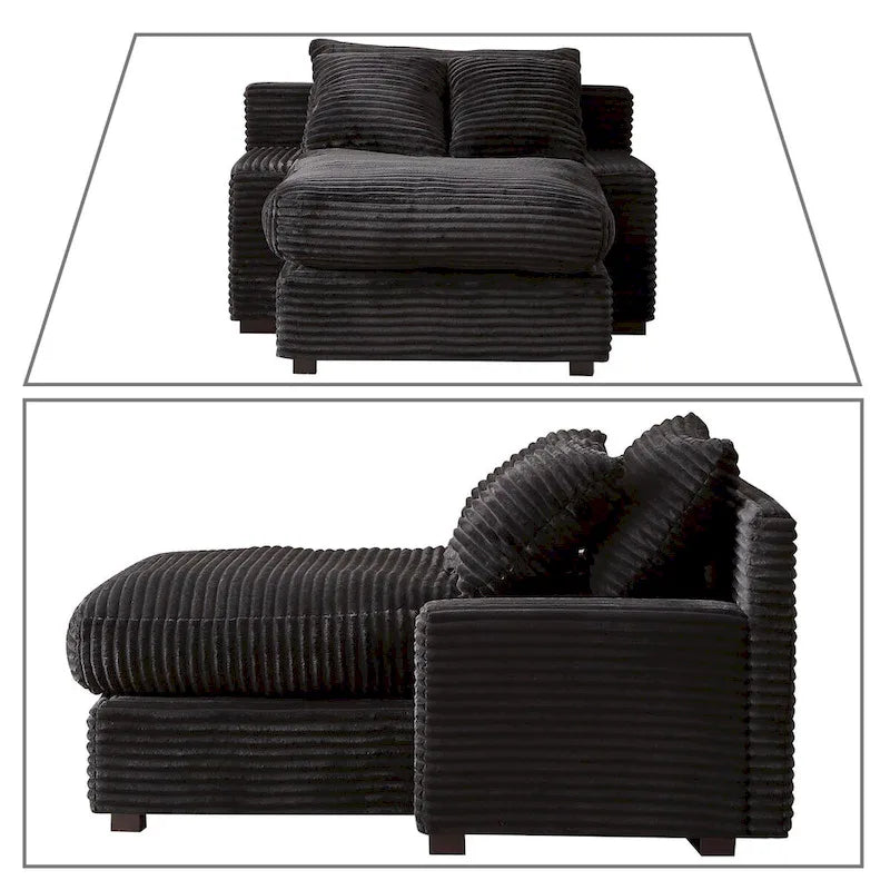 Modern Stylish Corduroy Fabric Upholstered Chaise Lounge Chair