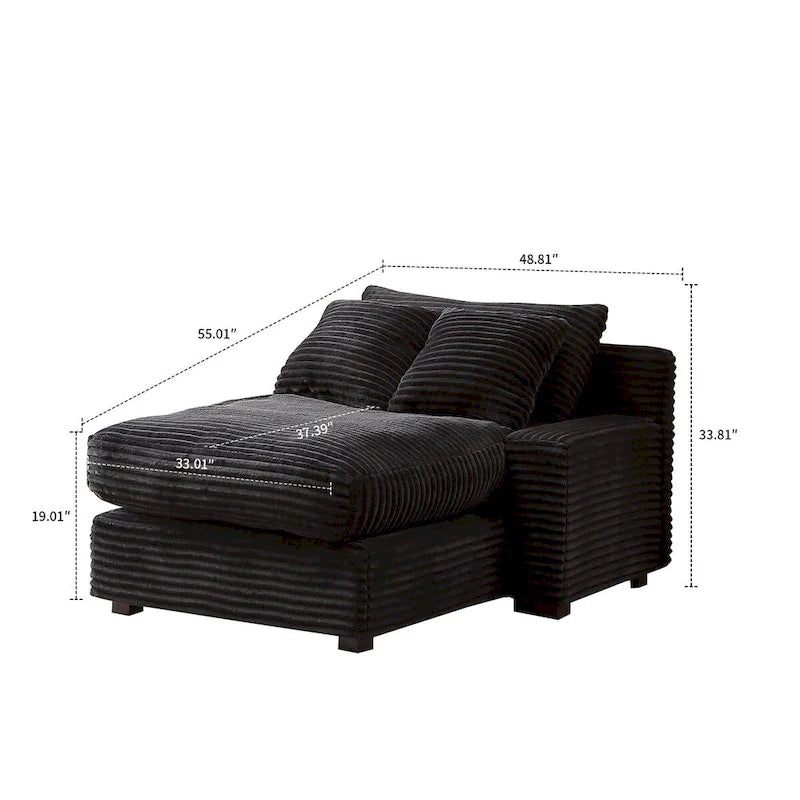 Modern Stylish Corduroy Fabric Upholstered Chaise Lounge Chair