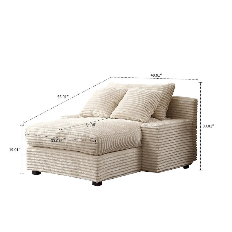 Modern Stylish Corduroy Fabric Upholstered Chaise Lounge Chair