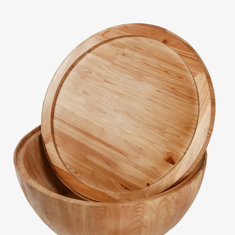 35.43  Vintage Style Bucket Shaped Round Coffee Table with Storage Flip Top