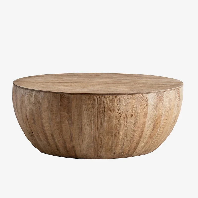 35.43  Vintage Style Bucket Shaped Round Coffee Table with Storage Flip Top